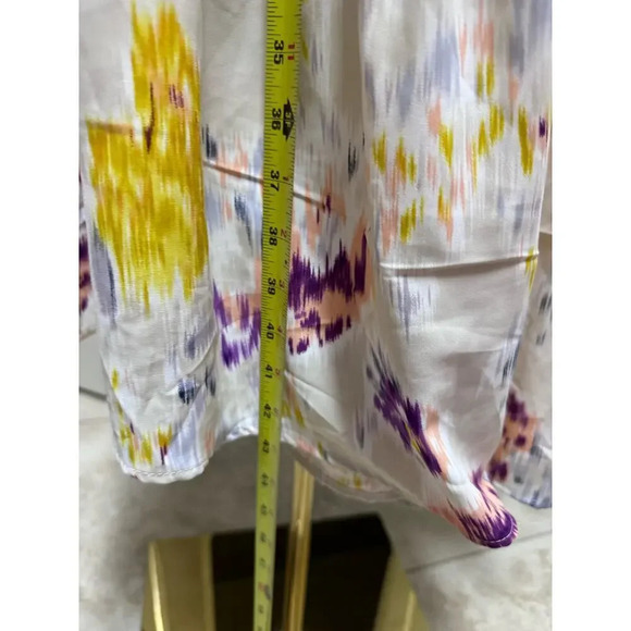 PINCH Polyester Color Splash Tiered Dress Stand Collar Flutter Sleeve Medium - Picture 9 of 10